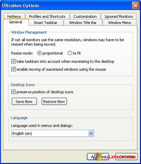 Screenshot UltraMon untuk Windows XP