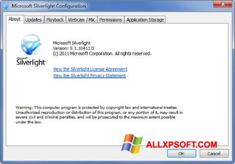 Screenshot Microsoft Silverlight untuk Windows XP