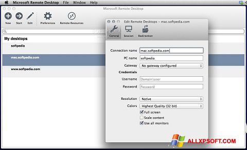 Screenshot Microsoft Remote Desktop untuk Windows XP
