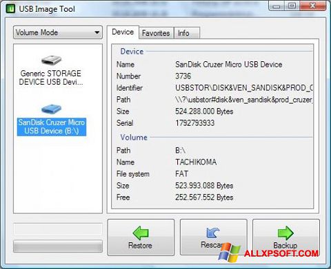 Screenshot USB Image Tool untuk Windows XP