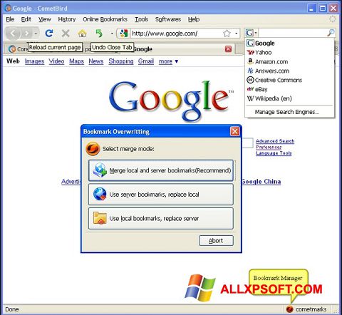 Screenshot CometBird untuk Windows XP