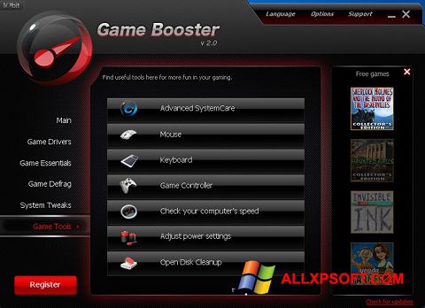 Screenshot Game Booster untuk Windows XP