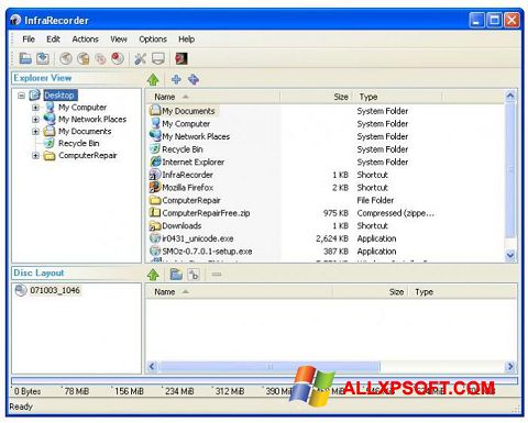 Screenshot InfraRecorder untuk Windows XP