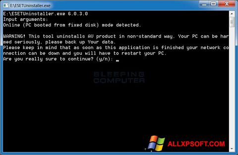 Screenshot ESET Uninstaller untuk Windows XP