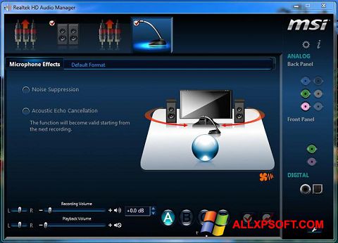 Screenshot Realtek Audio Driver untuk Windows XP