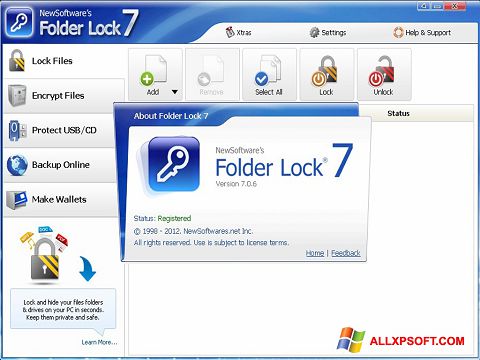 Screenshot Folder Lock untuk Windows XP