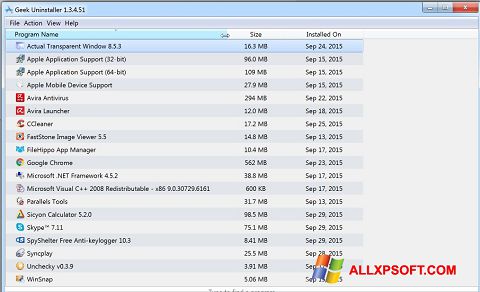 Screenshot Geek Uninstaller untuk Windows XP
