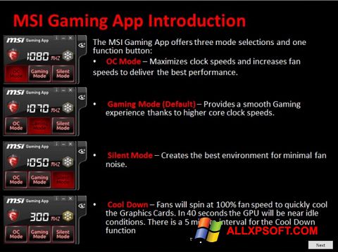 Screenshot MSI Gaming App untuk Windows XP