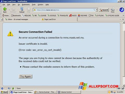 Screenshot SeaMonkey untuk Windows XP