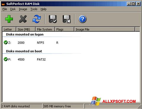 Screenshot SoftPerfect RAM Disk untuk Windows XP