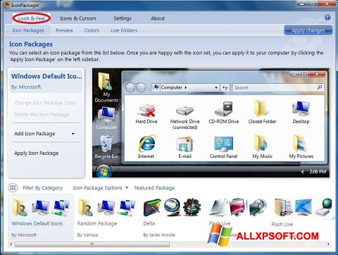 Screenshot IconPackager untuk Windows XP