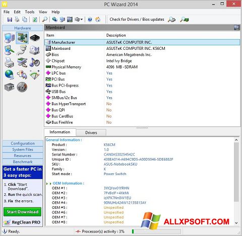 Screenshot PC Wizard untuk Windows XP
