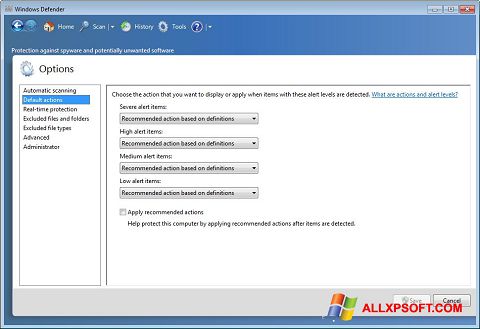 Screenshot Windows Defender untuk Windows XP