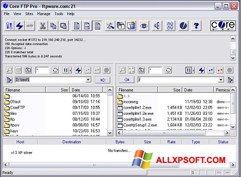 Screenshot Core FTP untuk Windows XP