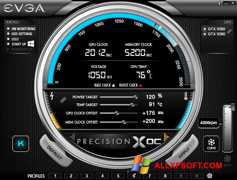 Screenshot EVGA Precision untuk Windows XP
