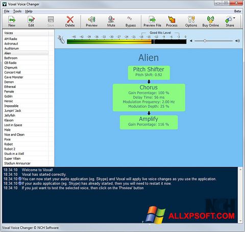 Screenshot Voxal Voice Changer untuk Windows XP