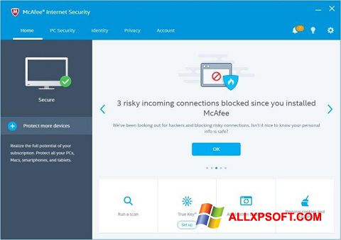 Screenshot McAfee Internet Security untuk Windows XP
