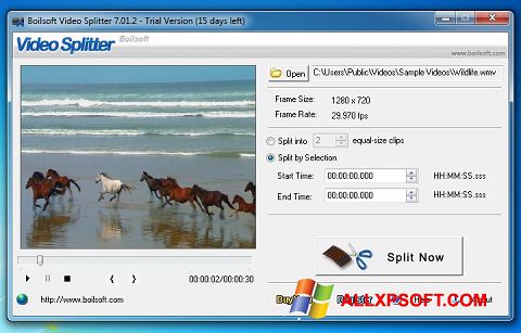 Screenshot Boilsoft Video Splitter untuk Windows XP
