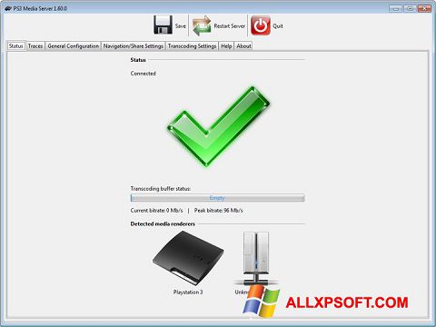 Screenshot PS3 Media Server untuk Windows XP