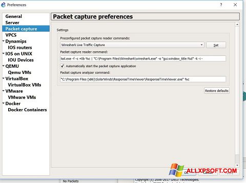 Screenshot Wireshark untuk Windows XP