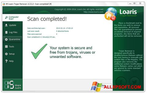 Screenshot Loaris Trojan Remover untuk Windows XP