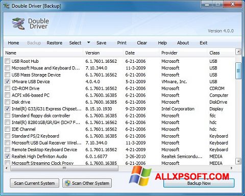 Screenshot Double Driver untuk Windows XP