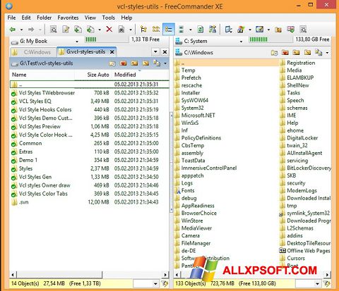 Screenshot FreeCommander untuk Windows XP