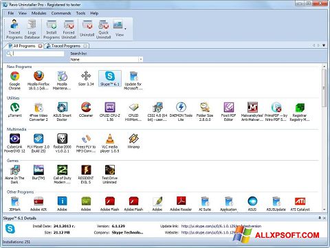 Screenshot Revo Uninstaller untuk Windows XP