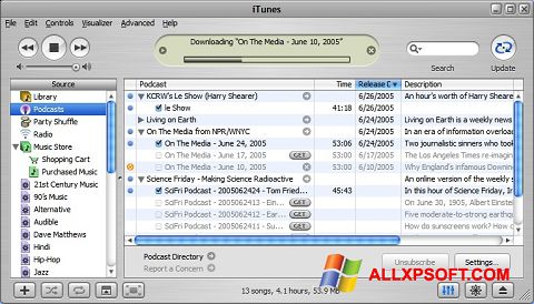 Screenshot iTunes untuk Windows XP