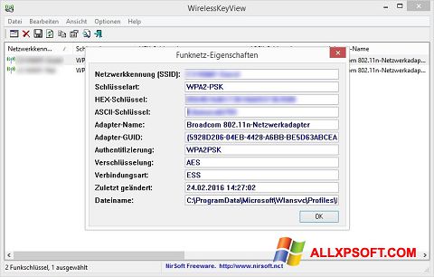 Screenshot WirelessKeyView untuk Windows XP