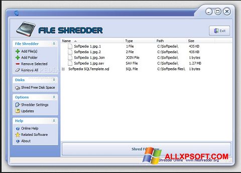 Screenshot File Shredder untuk Windows XP