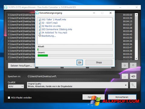 Screenshot Free Audio Converter untuk Windows XP