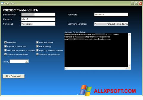 Screenshot PsExec untuk Windows XP