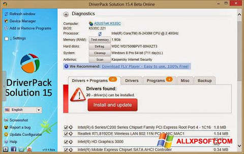 Screenshot DriverPack Solution Online untuk Windows XP