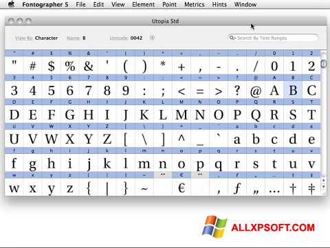 Screenshot Fontographer untuk Windows XP