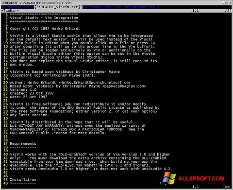 Screenshot Vim untuk Windows XP