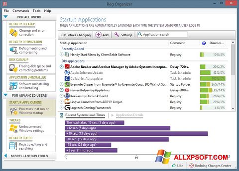 Screenshot Reg Organizer untuk Windows XP