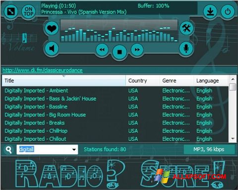 Screenshot RadioSure untuk Windows XP