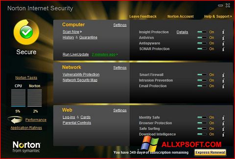 Screenshot Norton Internet Security untuk Windows XP