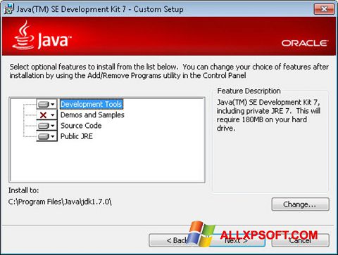 Screenshot Java SE Development Kit untuk Windows XP