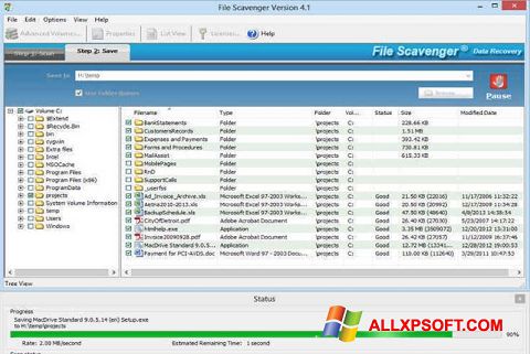 Screenshot File Scavenger untuk Windows XP