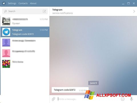 Screenshot Telegram Desktop untuk Windows XP