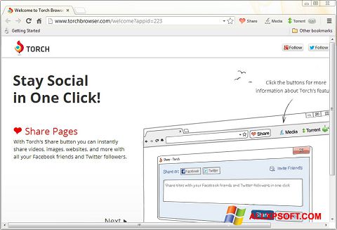 Screenshot Torch Browser untuk Windows XP