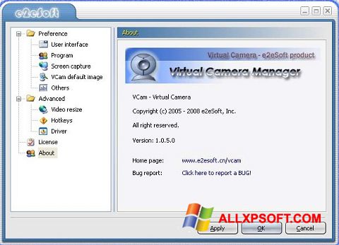 Screenshot VCam untuk Windows XP