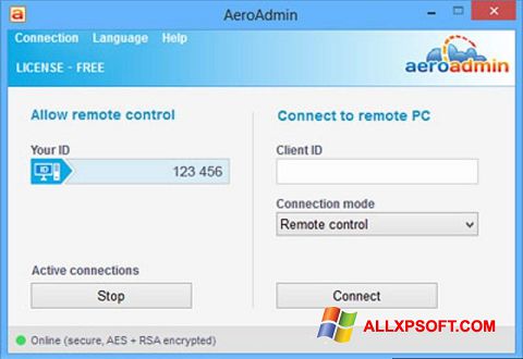 Screenshot AeroAdmin untuk Windows XP