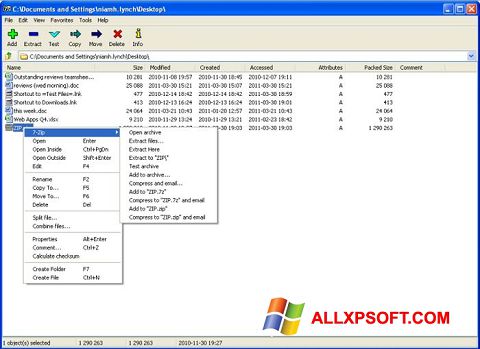 Screenshot 7-Zip untuk Windows XP