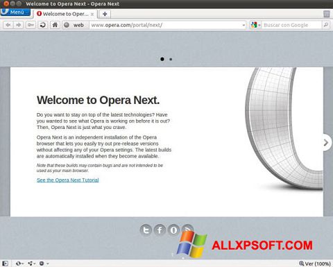 Screenshot Opera Developer untuk Windows XP